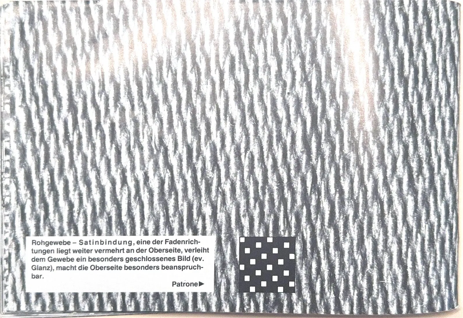Rohgewebe in Satinbindung, Nahaufnahme