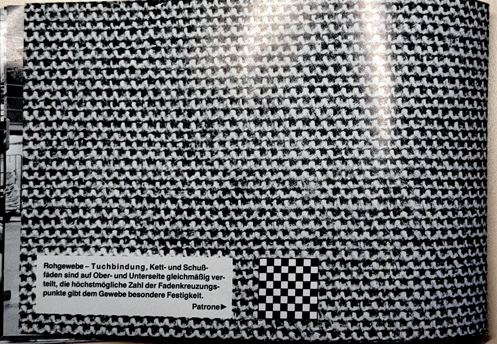 Rohgewebe in Tuchbindung, Nahaufnahme